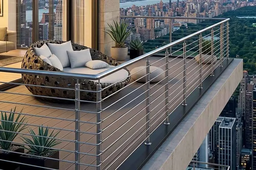Custom balcony steel railing designs for modern architectural projects